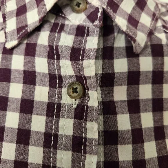 Garage Purple and white buffalo check plaid button up shirt, cotton - Picture 6 of 11